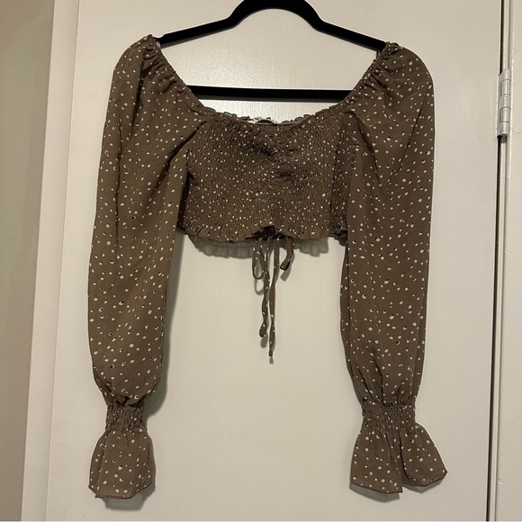 NWT Timing smock cinch crop top taupe size M - Picture 1 of 6